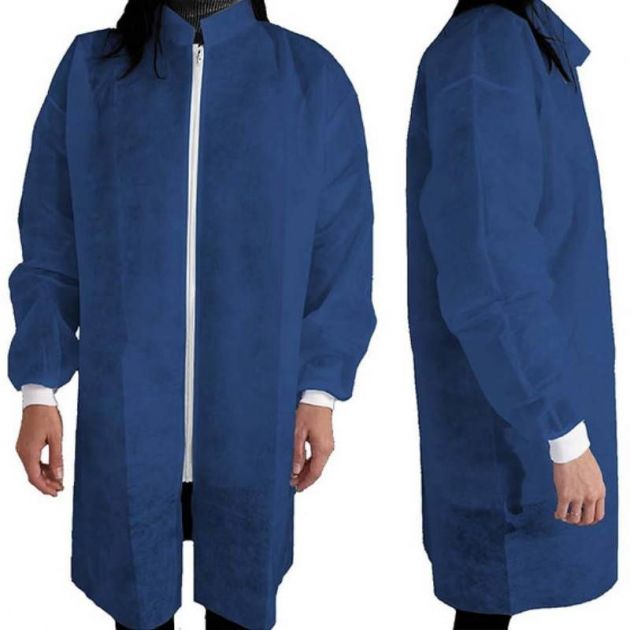 Blouse jetable agroalimentaire One Protek - lot de 10 bleu portée