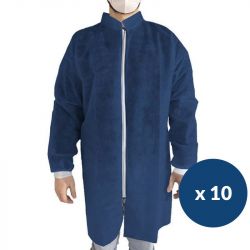 Blouse jetable agroalimentaire One Protek - lot de 10 Bleu XXL