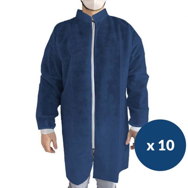 Blouse jetable agroalimentaire One Protek - lot de 10 bleu