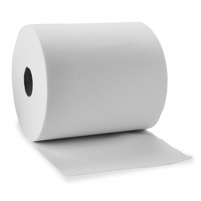 Essuie-mains rouleau en pure ouate blanche de 150 mètres 2 plis Ecolabel