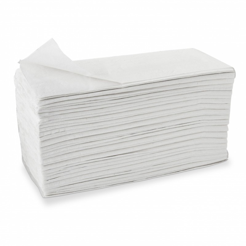 Lot de 1200 essuie-mains en papier blanc avec pli en V (23,5 cm x 24 cm) 2  plis en velours 100 % cellulose pure : : Commerce, Industrie et  Science