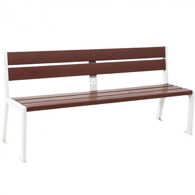 Banc public plastique recyclé et acier 180 cm blanc