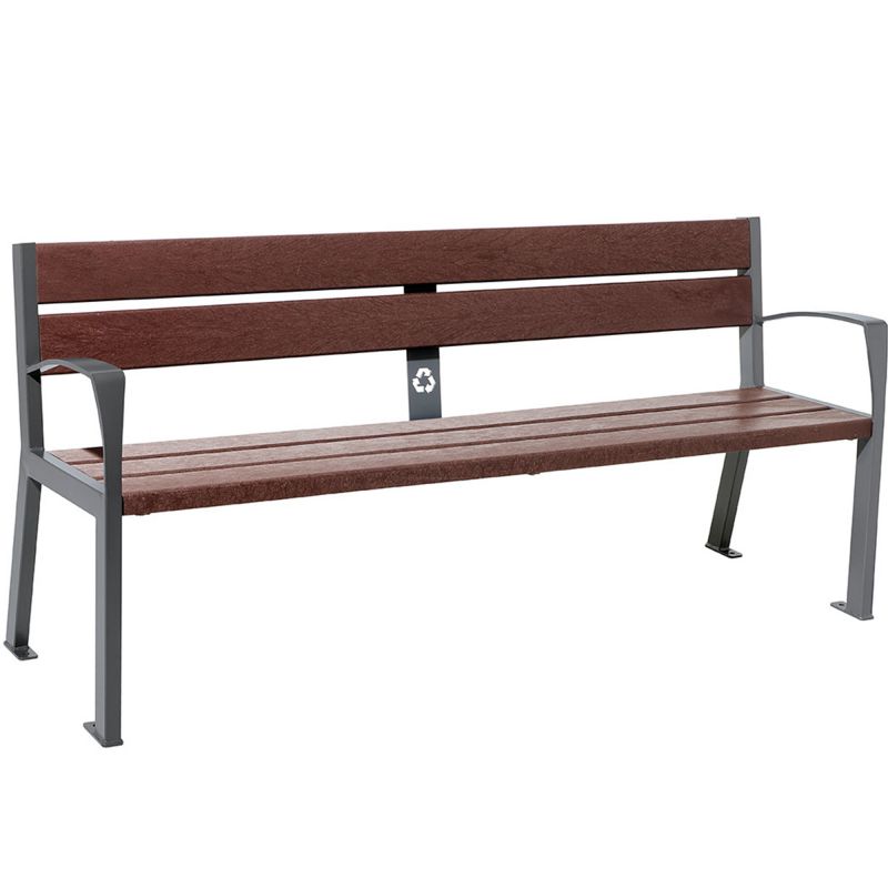 Banc public plastique recyclé et acier 180 cm gris anthracite