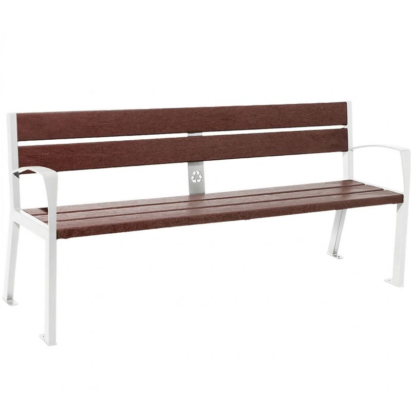 Banc public plastique recyclé et acier 180 cm blanc