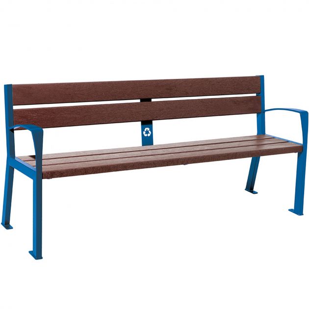 Banc public plastique recyclé et acier 180 cm bleu