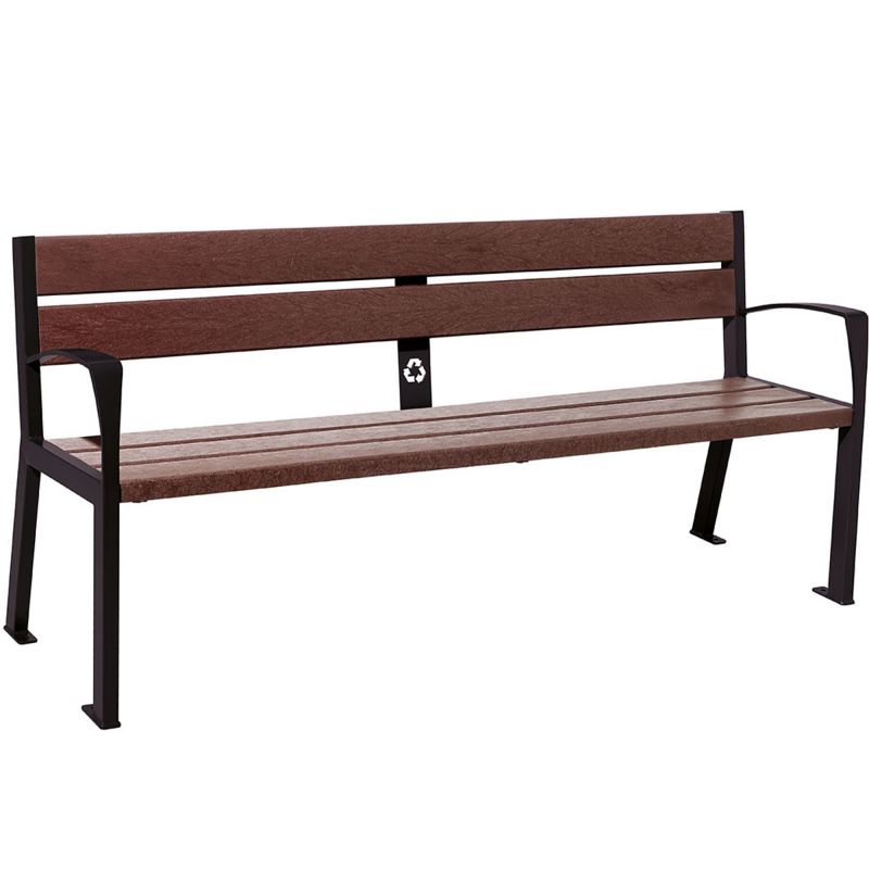Banc public plastique recyclé et acier 180 cm noir