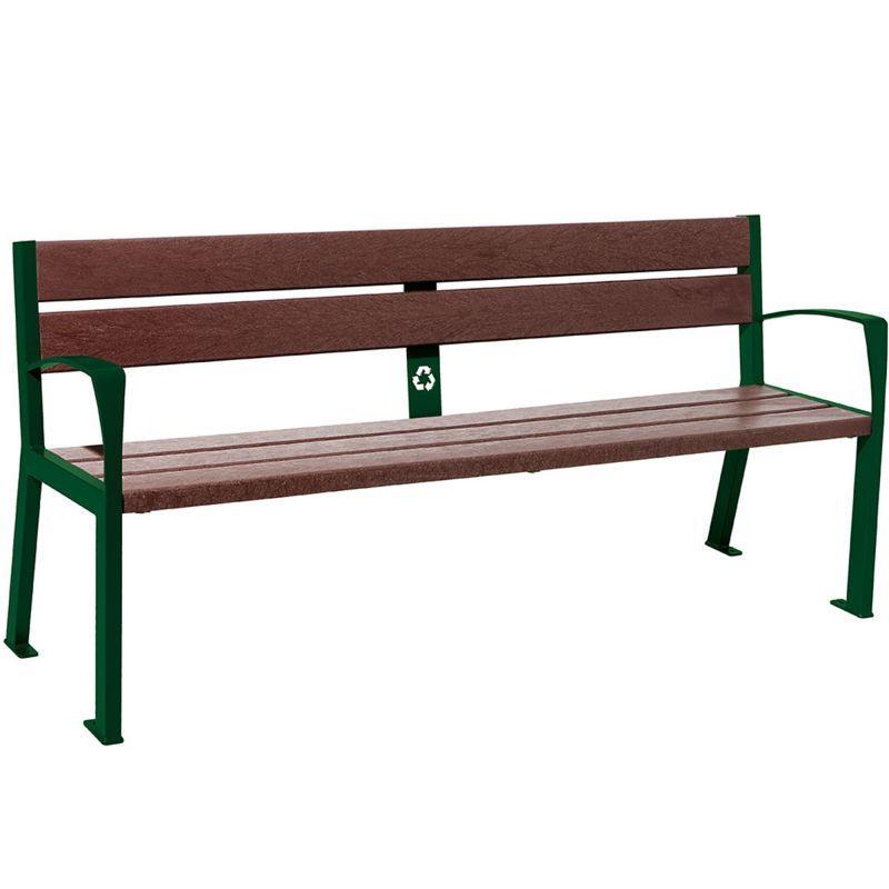 Banc public plastique recyclé et acier 180 cm vert