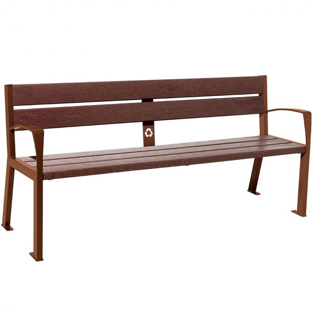 Banc public plastique recyclé et acier 180 cm corten