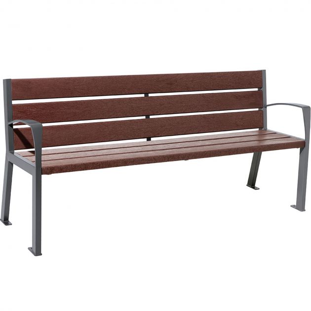 Banc urbain plastique recyclé et acier 180 cm gris anthracite