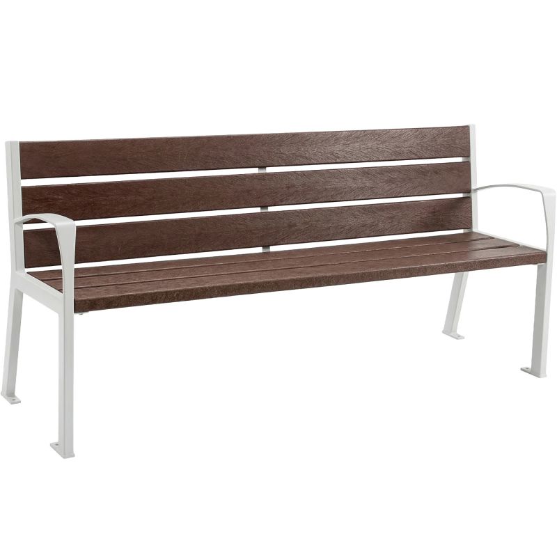Banc urbain plastique recyclé et acier 180 cm blanc