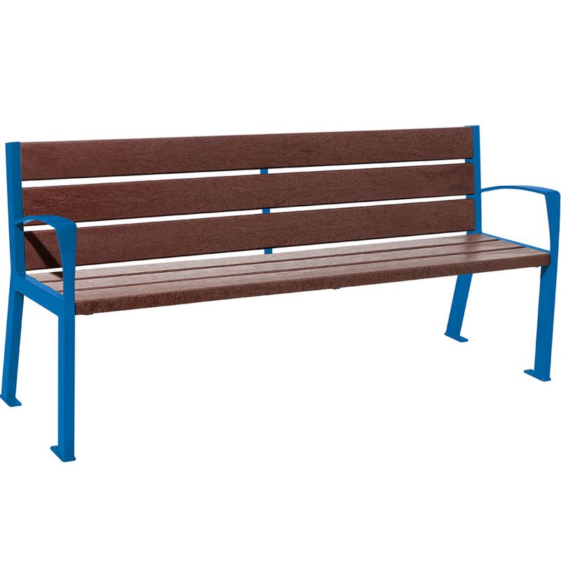 Banc urbain plastique recyclé et acier 180 cm bleu