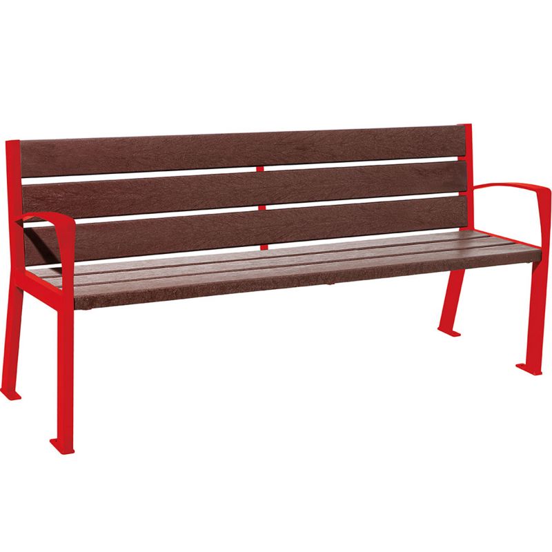 Banc urbain plastique recyclé et acier 180 cm rouge