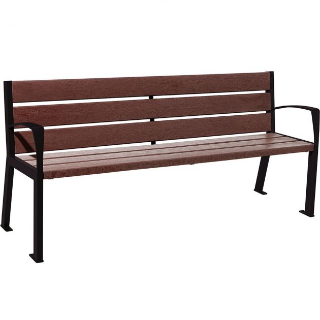 Banc urbain plastique recyclé et acier 180 cm noir