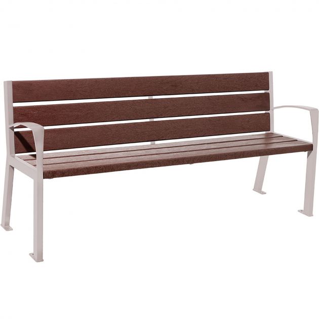 Banc urbain plastique recyclé et acier 180 cm gris