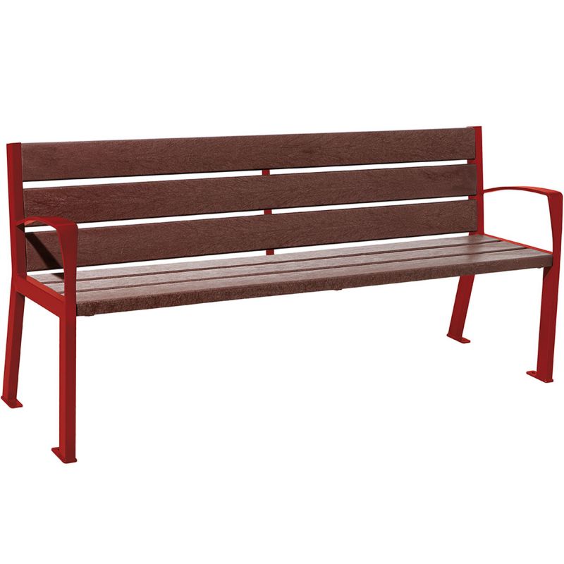 Banc urbain plastique recyclé et acier 180 cm bordeaux