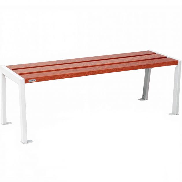 Banquette publique en acier et acajou 120 cm SILAOS blanc