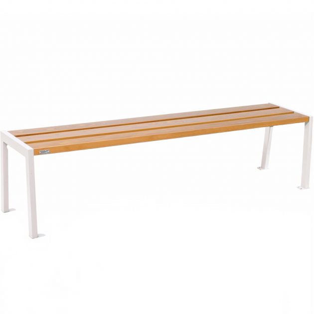 Banquette publique bois lasuré chêne clair et acier 180 cm SILAOS blanc