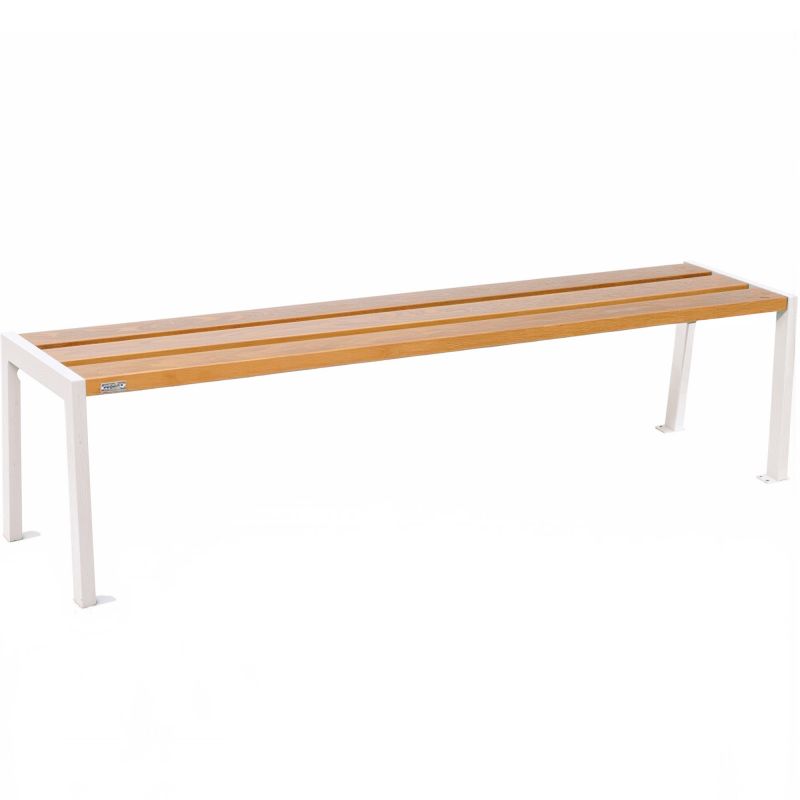 Banquette publique bois lasuré chêne clair et acier 180 cm SILAOS blanc