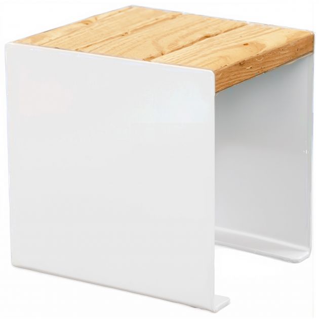 Banquette publique bois lasuré chêne clair et acier 45 cm KUB blanc