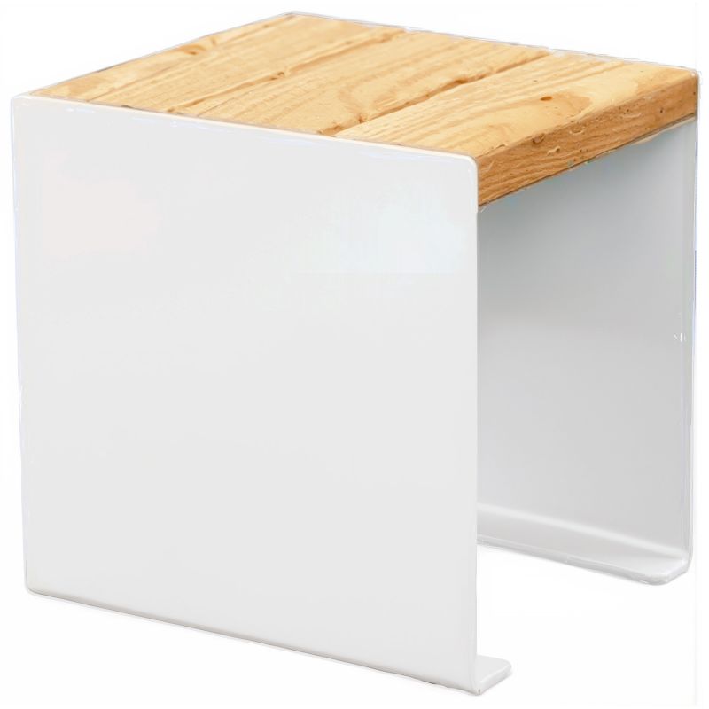 Banquette publique bois lasuré chêne clair et acier 45 cm KUB blanc
