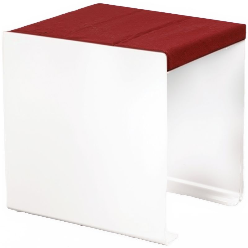 Banquette publique bois lasuré acajou et acier 45 cm KUB blanc