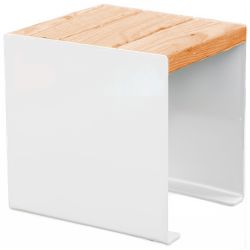 Banquette publique bois lasuré chêne clair et acier 45 cm KUB blanc