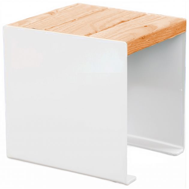 Banquette publique bois lasuré chêne clair et acier 45 cm KUB blanc
