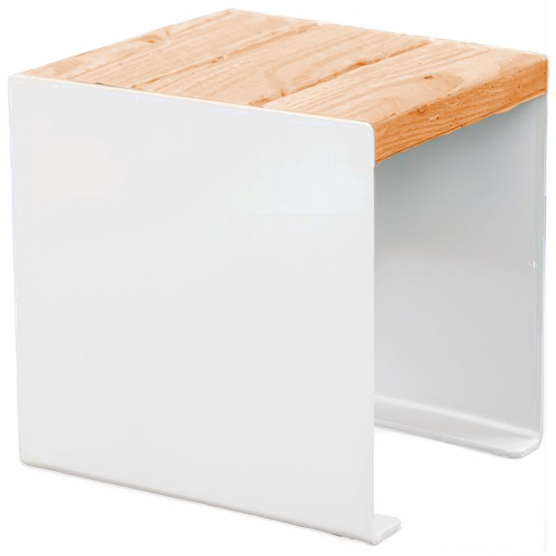 Banquette publique bois lasuré chêne clair et acier 45 cm KUB blanc