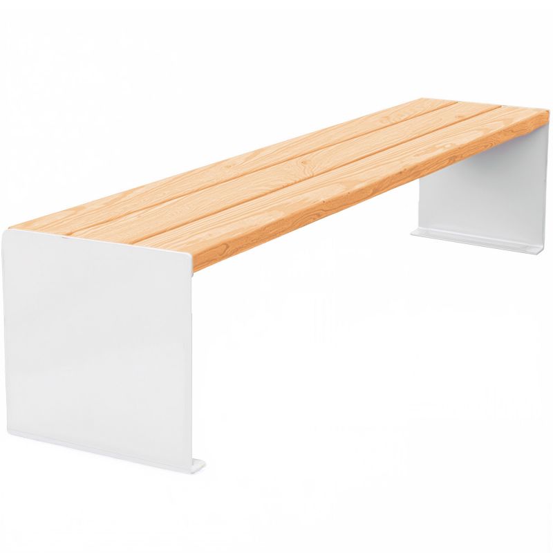 Banquette publique bois lasuré chêne clair et acier 180 cm KUB blanc