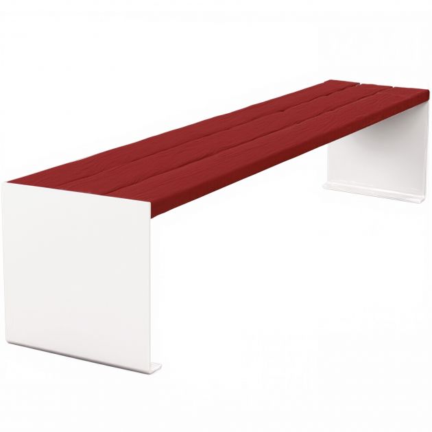 Banquette publique bois lasuré acajou et acier 180 cm KUB blanc
