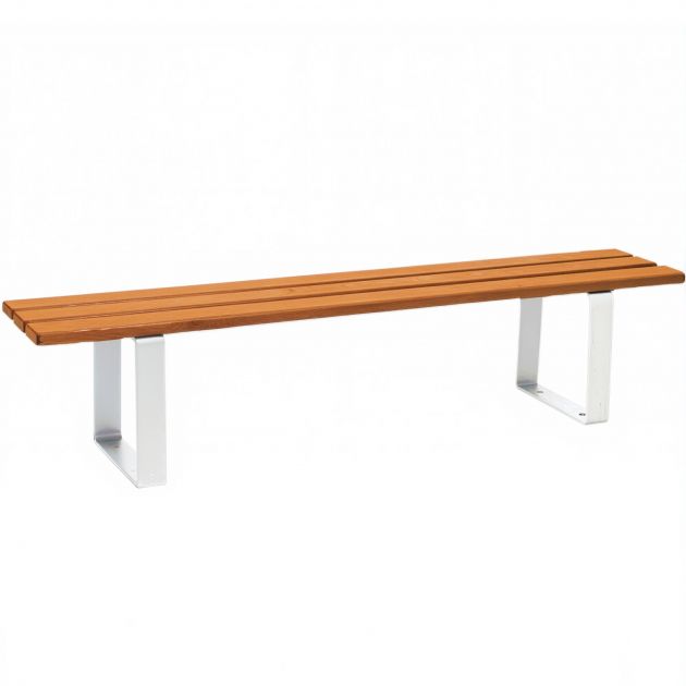 Banquette publique bois lasuré chêne clair et acier 180 cm RIGA blanc