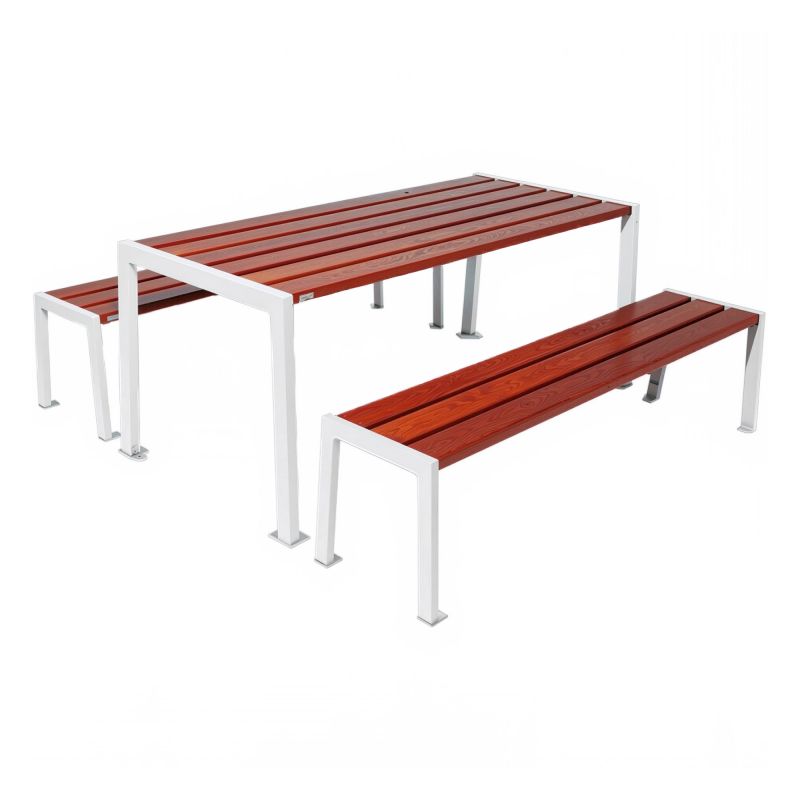 Table de pique-nique en bois chêne et acier