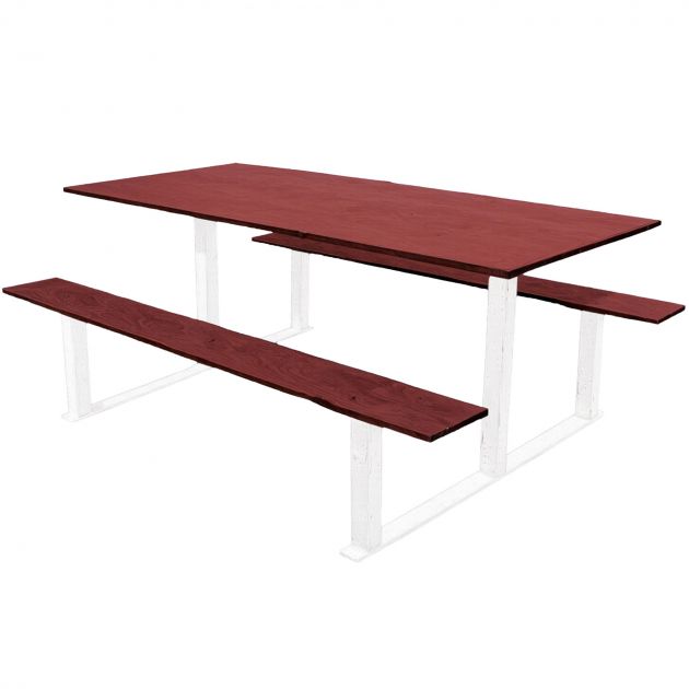 Table pique-nique en compact effet acajou et acier
