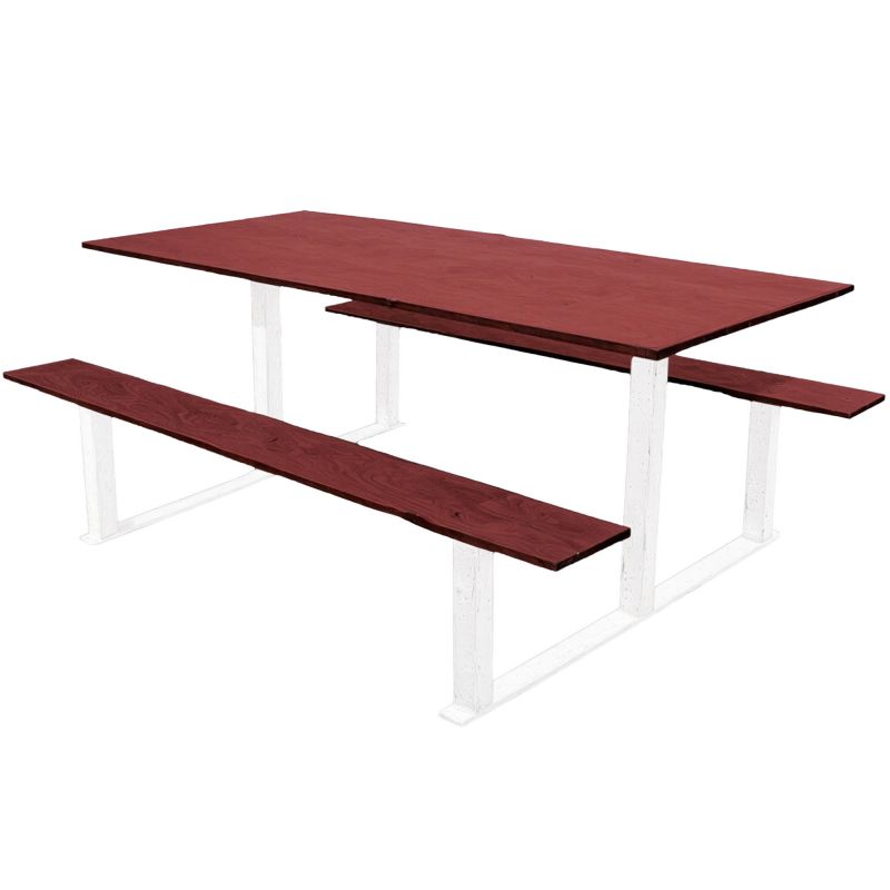 Table pique-nique en compact effet acajou et acier