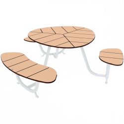 Table de pique-nique ronde PMR blanc