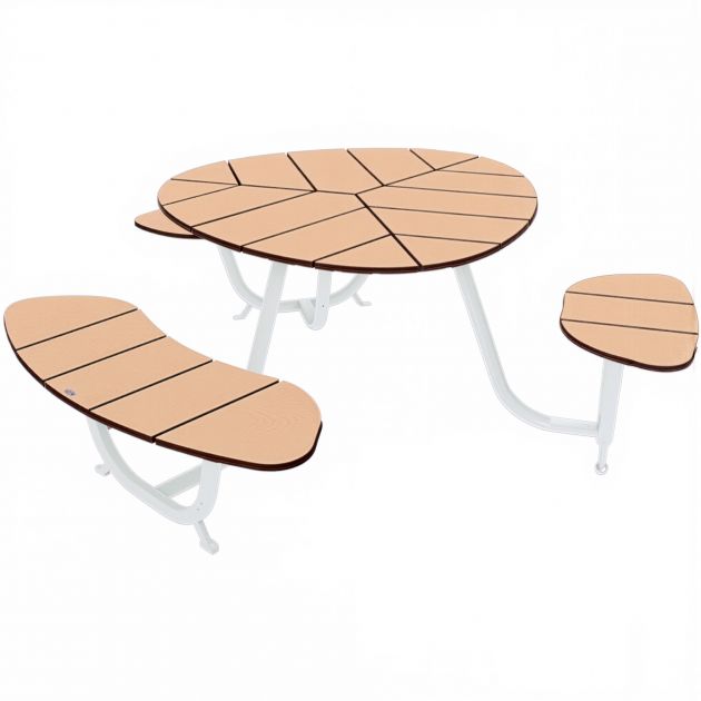 Table de pique-nique ronde PMR blanc
