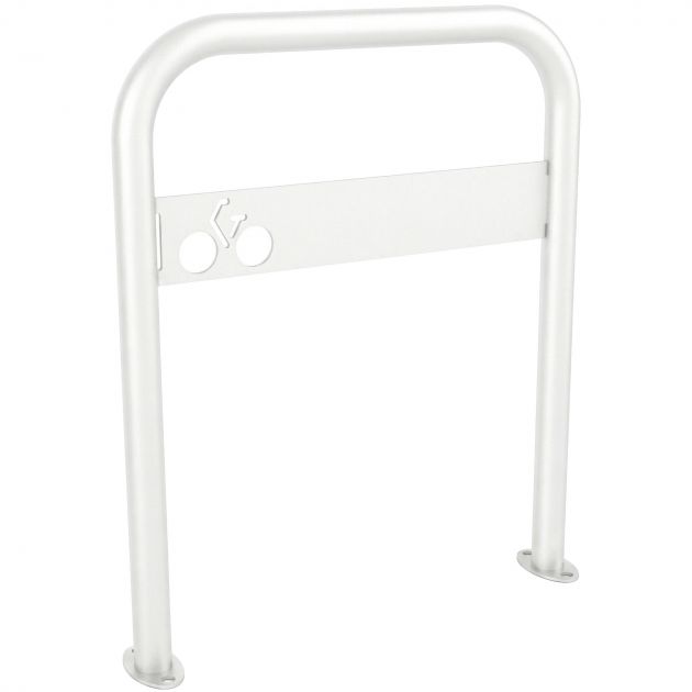 Appui vélos arceau vélos avec signalétique blanc
