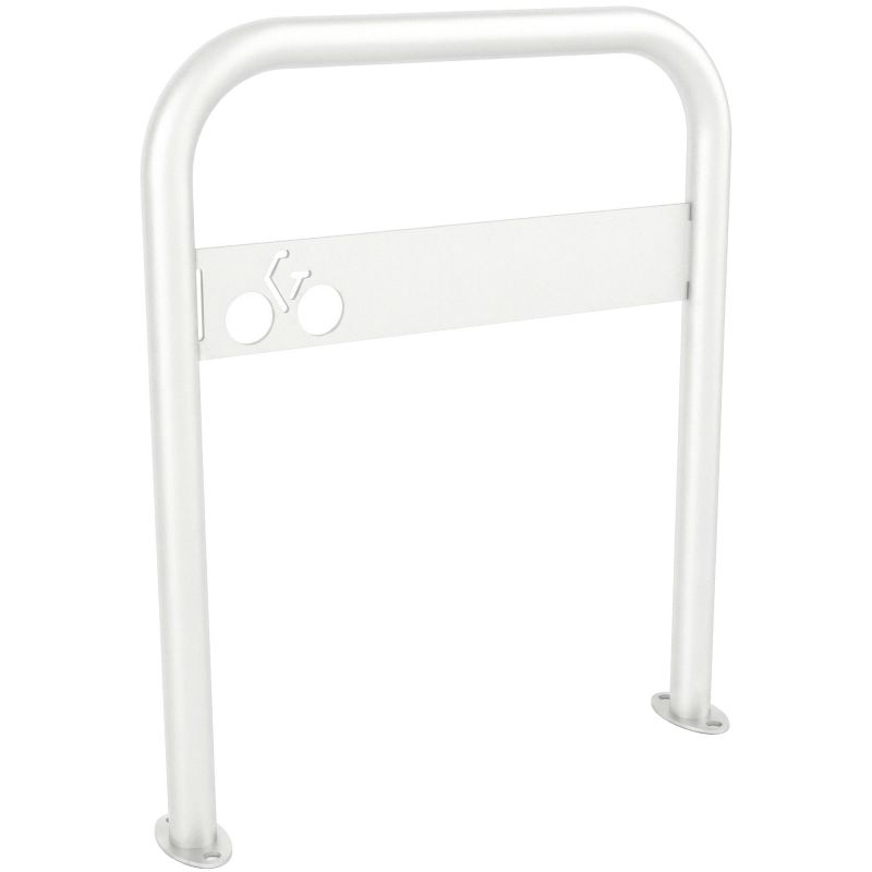 Appui vélos arceau vélos avec signalétique blanc