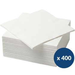 Serviettes papier cocktail 25 x 24 cm x 400 blanc