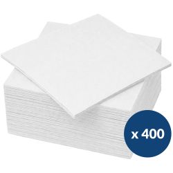 Serviettes papier cocktail 38 x 38 cm x 400 blanc