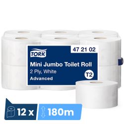 Papier toilette Mini Jumbo Advanced 170 m Tork T2 - colis de 12 bobines
