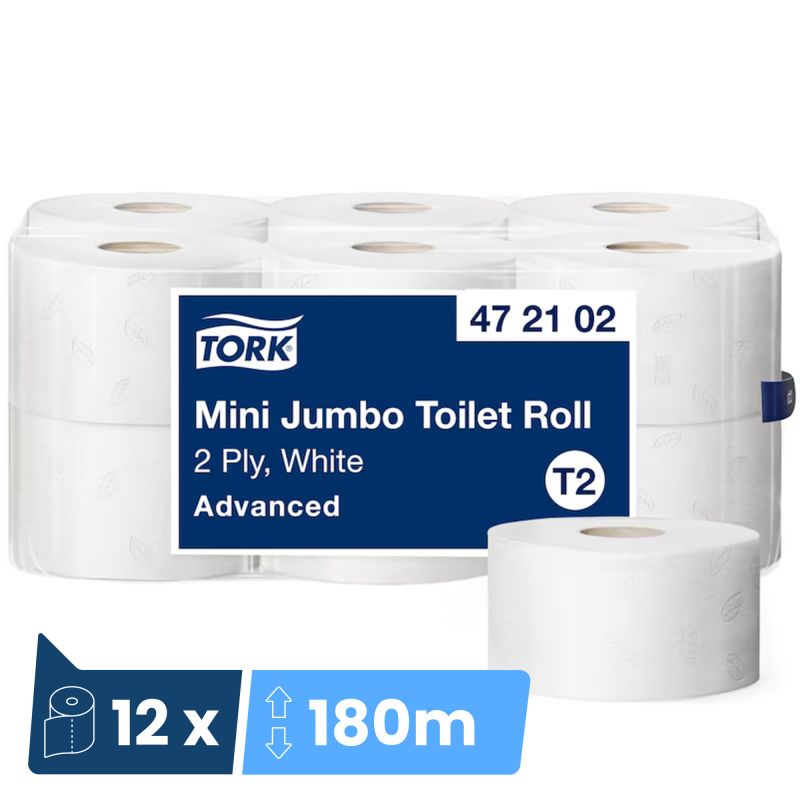 Papier toilette Mini Jumbo Advanced 170 m Tork T2 - colis de 12 bobines