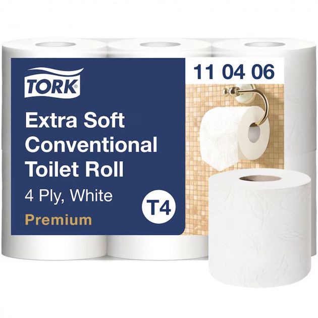 Papier toilette blanc extra doux Premium 4 plis Écolabel Tork T4 - Colis de 42 rouleaux