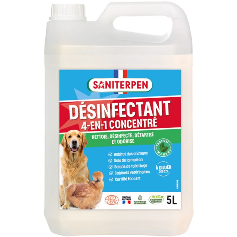 Détergent désinfectant virucide pour animaux EN14476 Viractif concentré 5 L