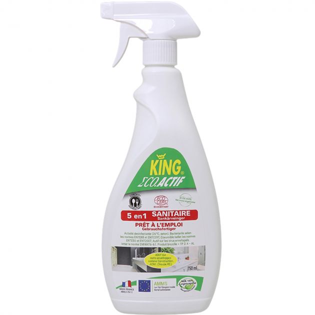 Spray détergent désinfectant Ecoactif 5-en-1 virucide EN 14476 Ecocert