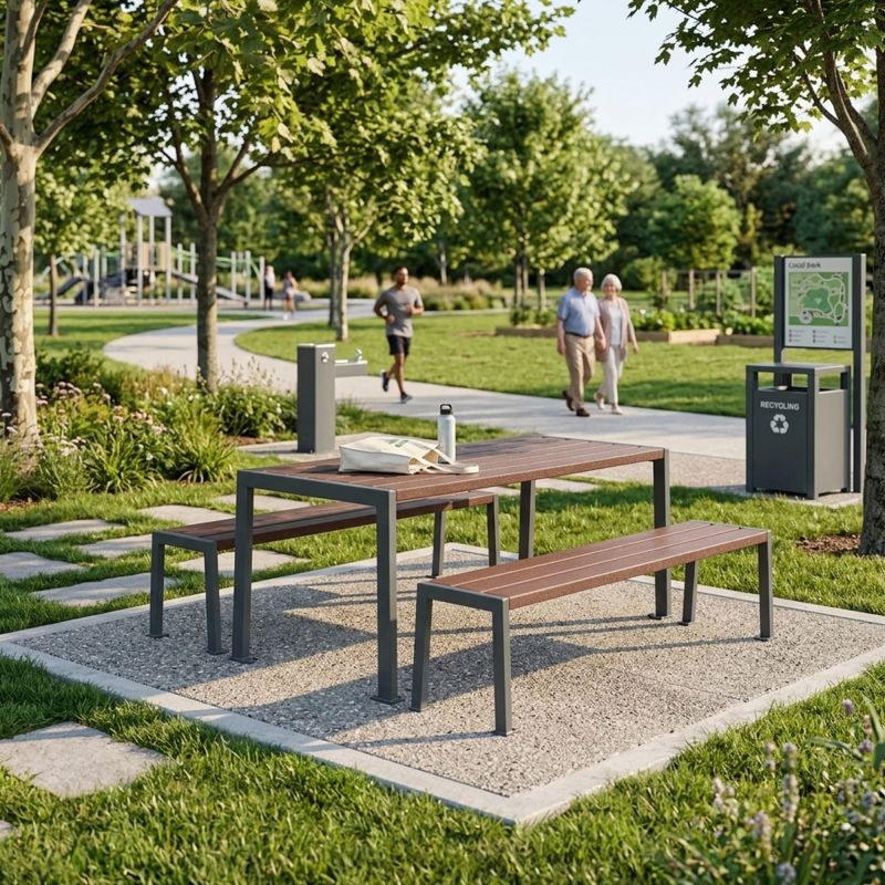 Table de pique-nique plastique recyclé et acier
