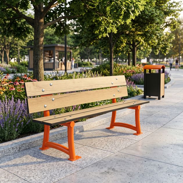 Banc extérieur école HPL et acier