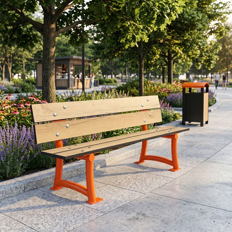 Banc extérieur école HPL et acier