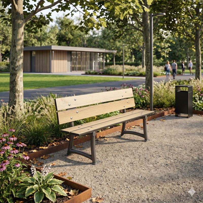 Banc extérieur école HPL et acier