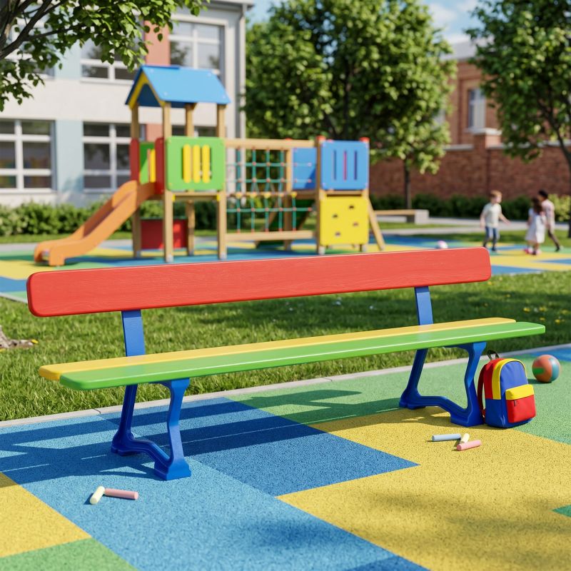 Banc public enfants en bois multicolore